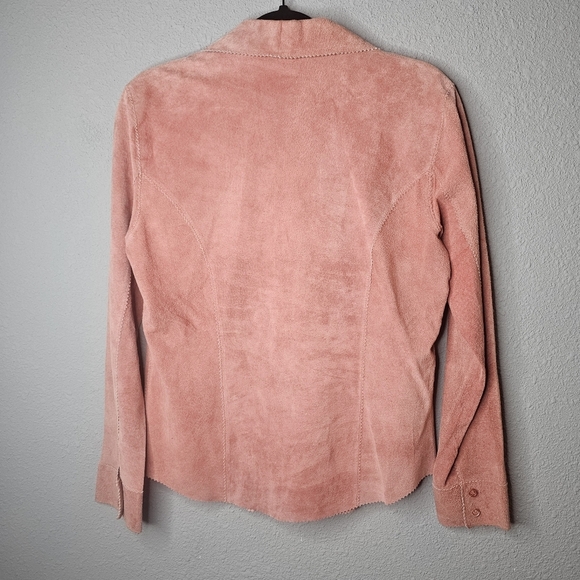 Brandon Thomas Womens M medium 100% Leather Blouse Button Shirt Pink‎ Western - Picture 14 of 16
